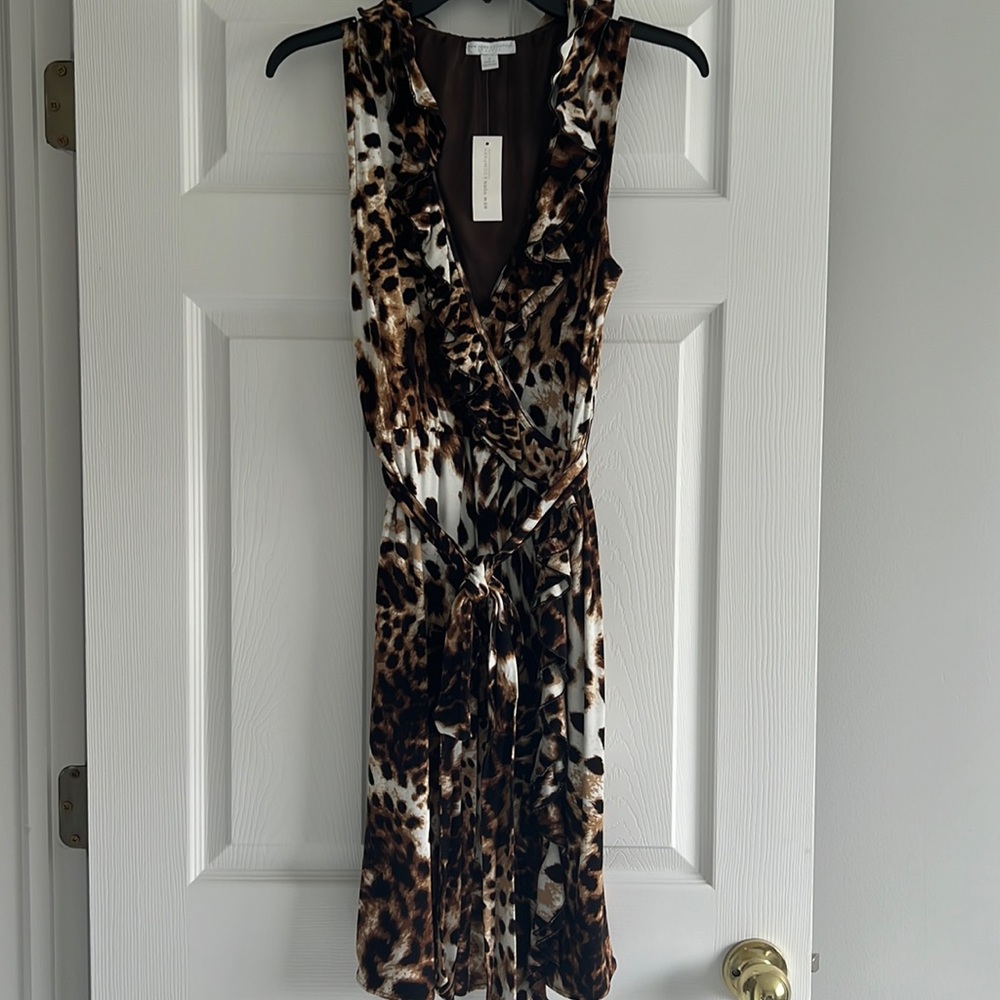 New York And Company Animal Print Dress Medium EUC